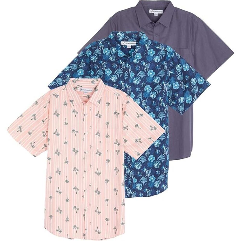 Real Essentials 3 Pack: Men's Regular-Fit Short-Sleeve Poplin Shirt Size XXL